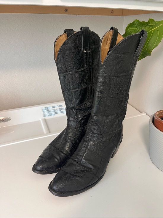 Vintage Nocona Ostrich Patchwork Leather Cowboy Boots Sz 9D